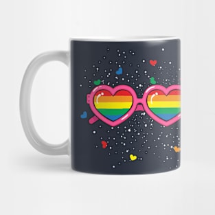 LGBT Pride Rainbow Heart Sunglasses Valentine Lover Mug